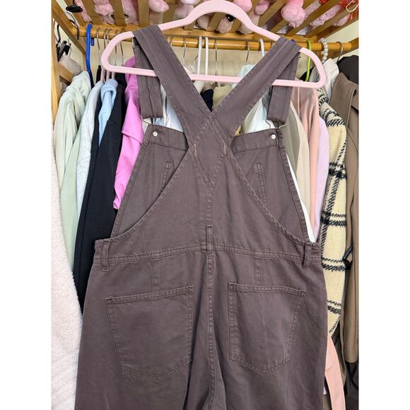Free People We The Free Ziggy Denim Overalls Mocha Brown Size Medium Boho Earthy - Picture 16 of 16